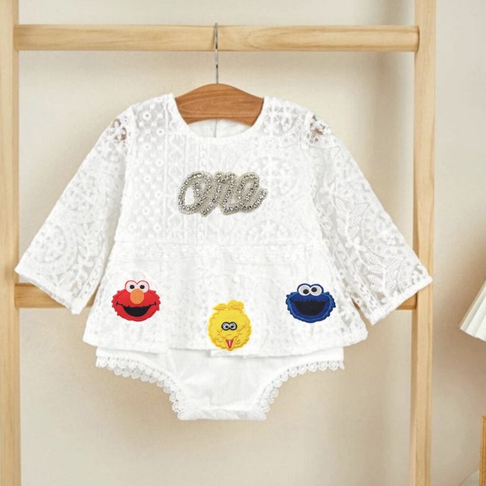 Sesame Street Romper Elmo Dress First Birthday Outfit Clothes Dress Smash Cake